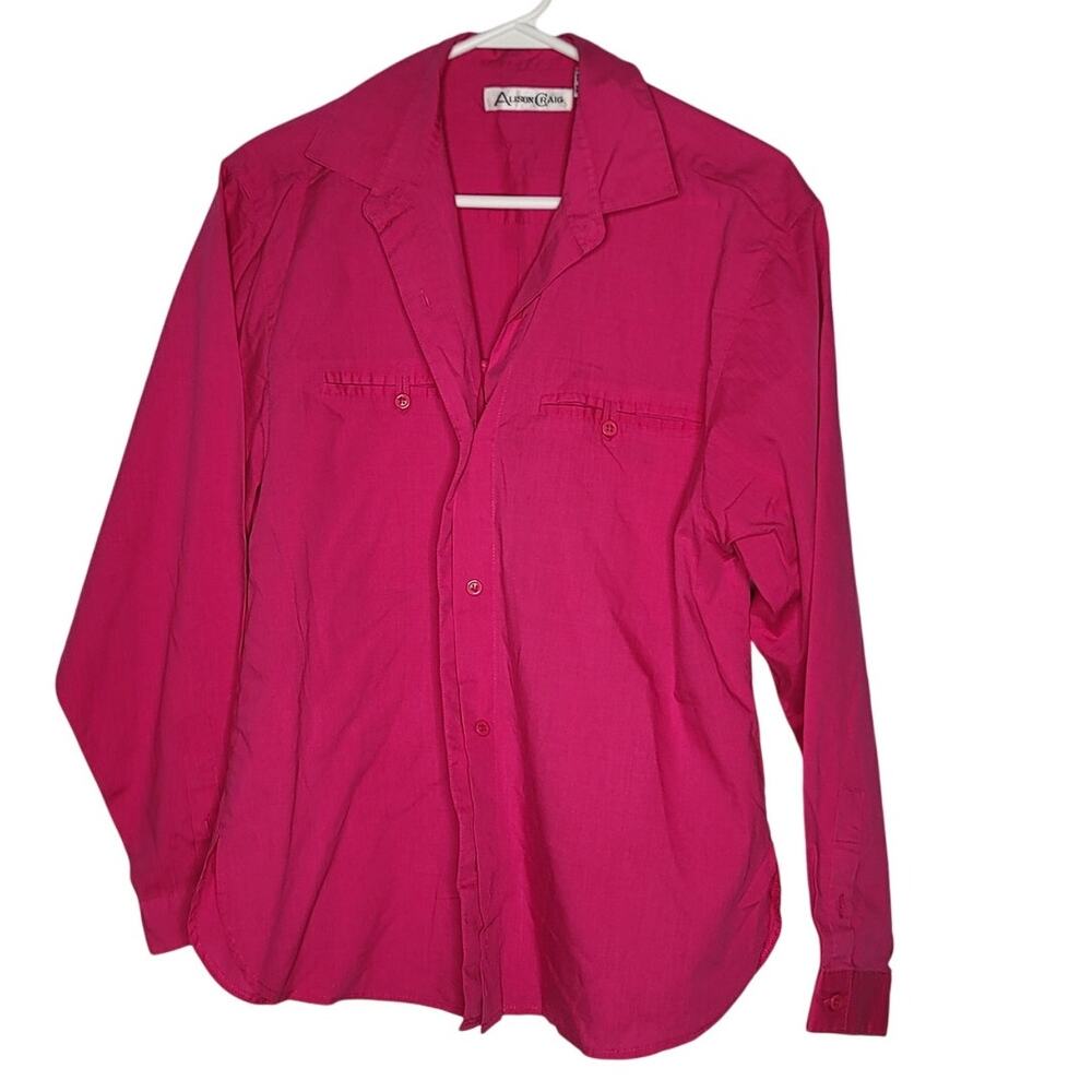 Alison Craig Size 14 Pink button up blouse long sleeve collared Cotton Blend